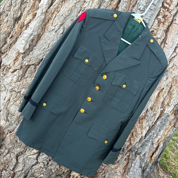 Men's vintage antique Green army Military Style Jacket - Picture 1 of 12